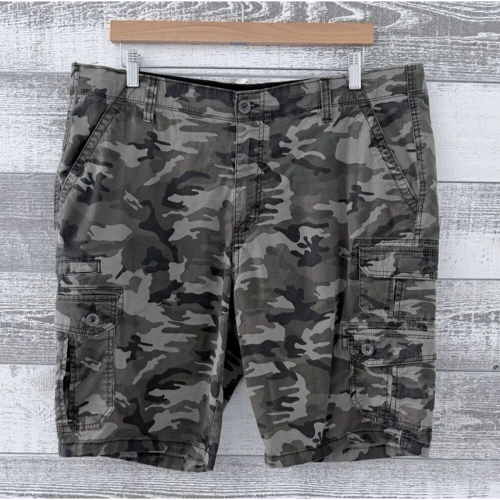Iron Flex Camo Cargo Shorts Mens 38 Military Tactical Utility Cotton Stretch